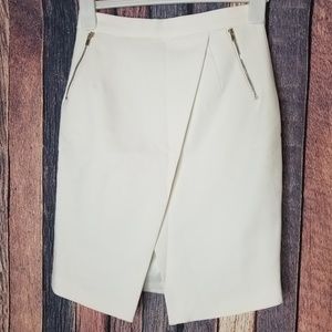 H&M White Crisscross Pencil Skirt with Zippers